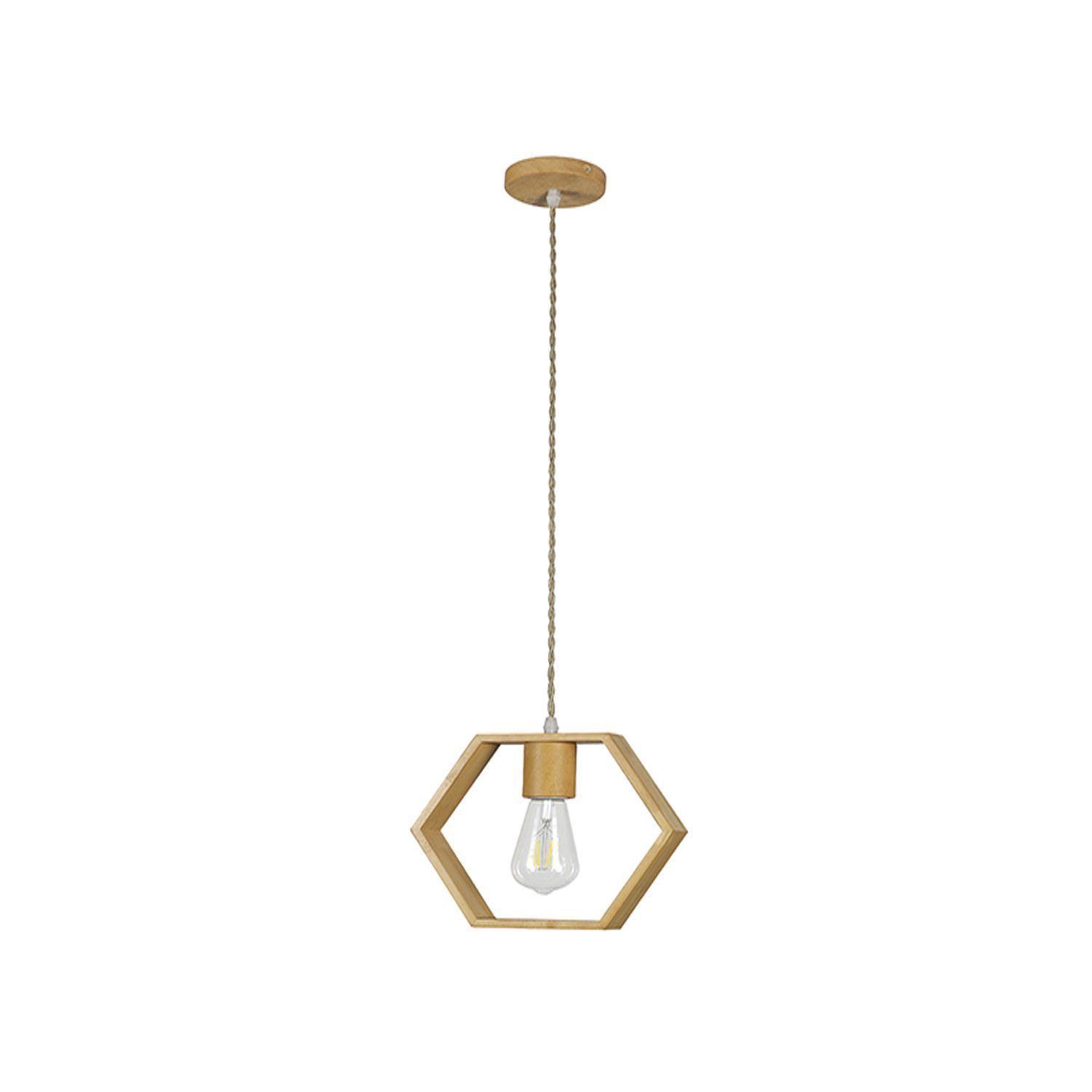 Lámpara Colgante de Madera Decorativa Hexagonal E-27-0
