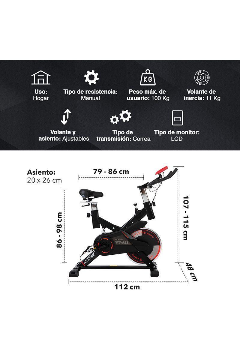 Bicicleta Spinning Atletis 702 Volante Inercia 11 Kg Negro-2