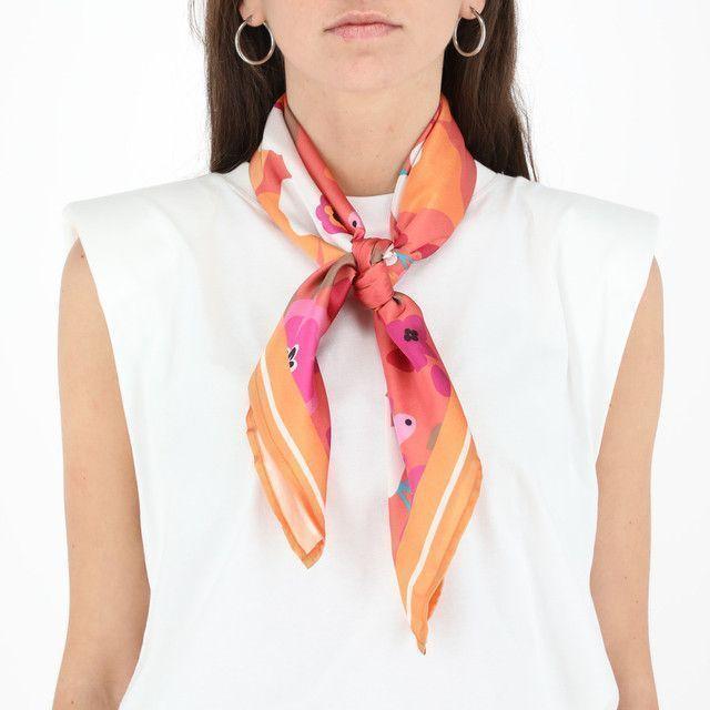 Pañuelo Bandana Naranjo Flowers iD-1