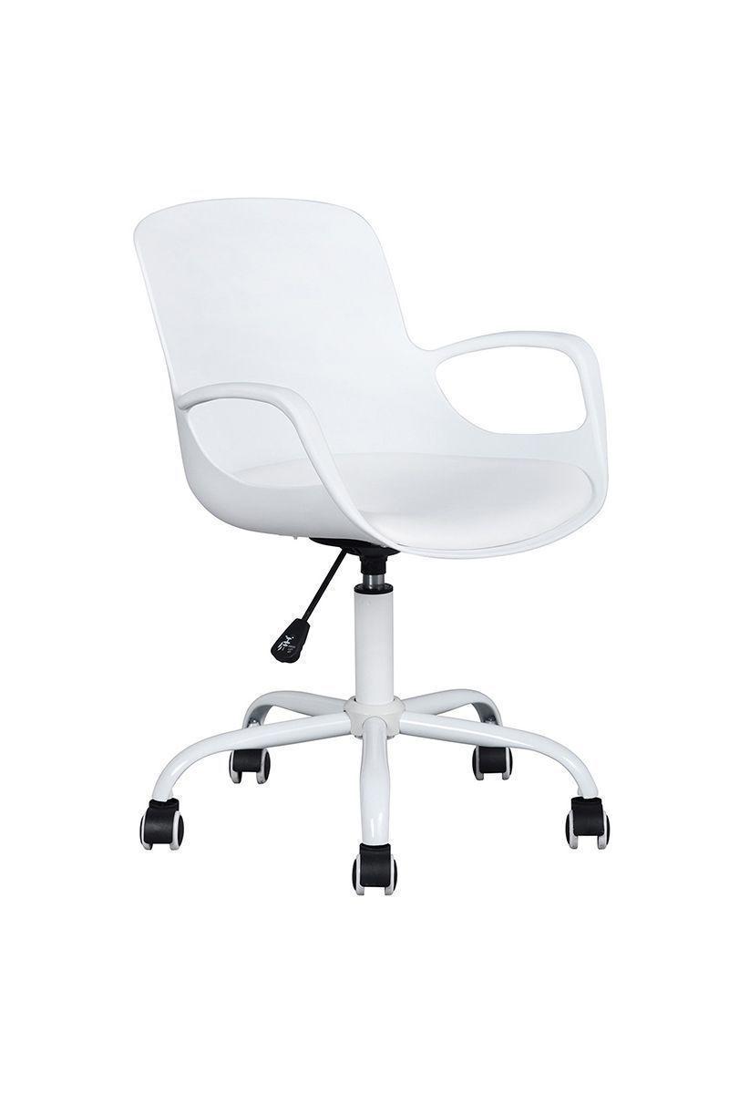 Silla de Oficina con Apoyabrazos y Cojín Blanco-0