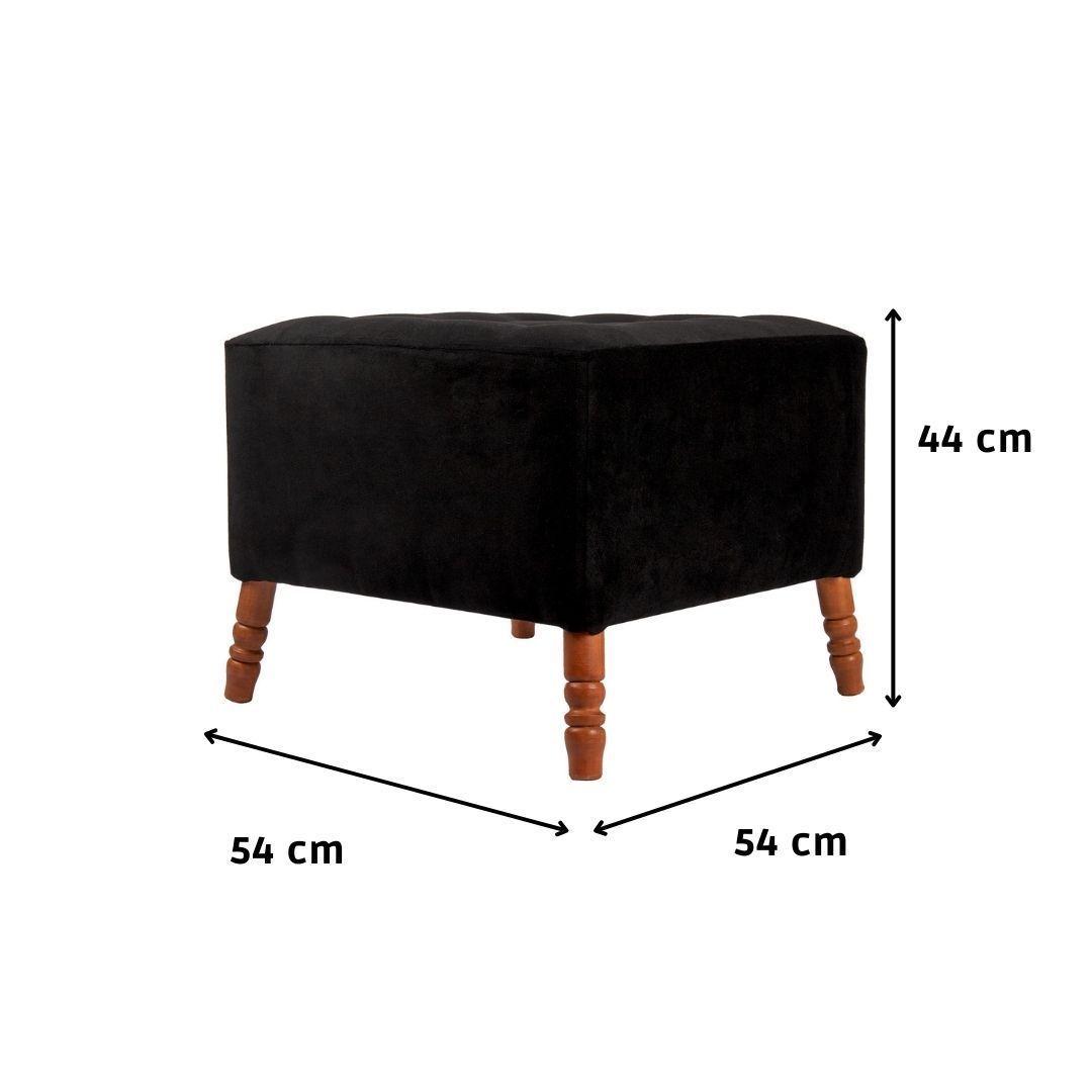 Pouf  Alejandro Diseño Negro Felpa 54x54x44 cm Máxima Design-3