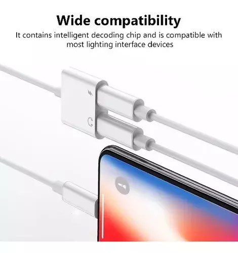 Adaptador Iphone 2 en 1 Carga Lighning y Auxiliar -4