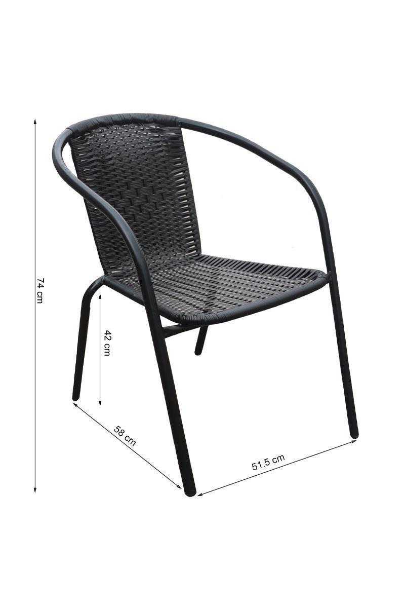 Pack 4 Silla De Terraza Ratán Sintético y Acero Negro-2