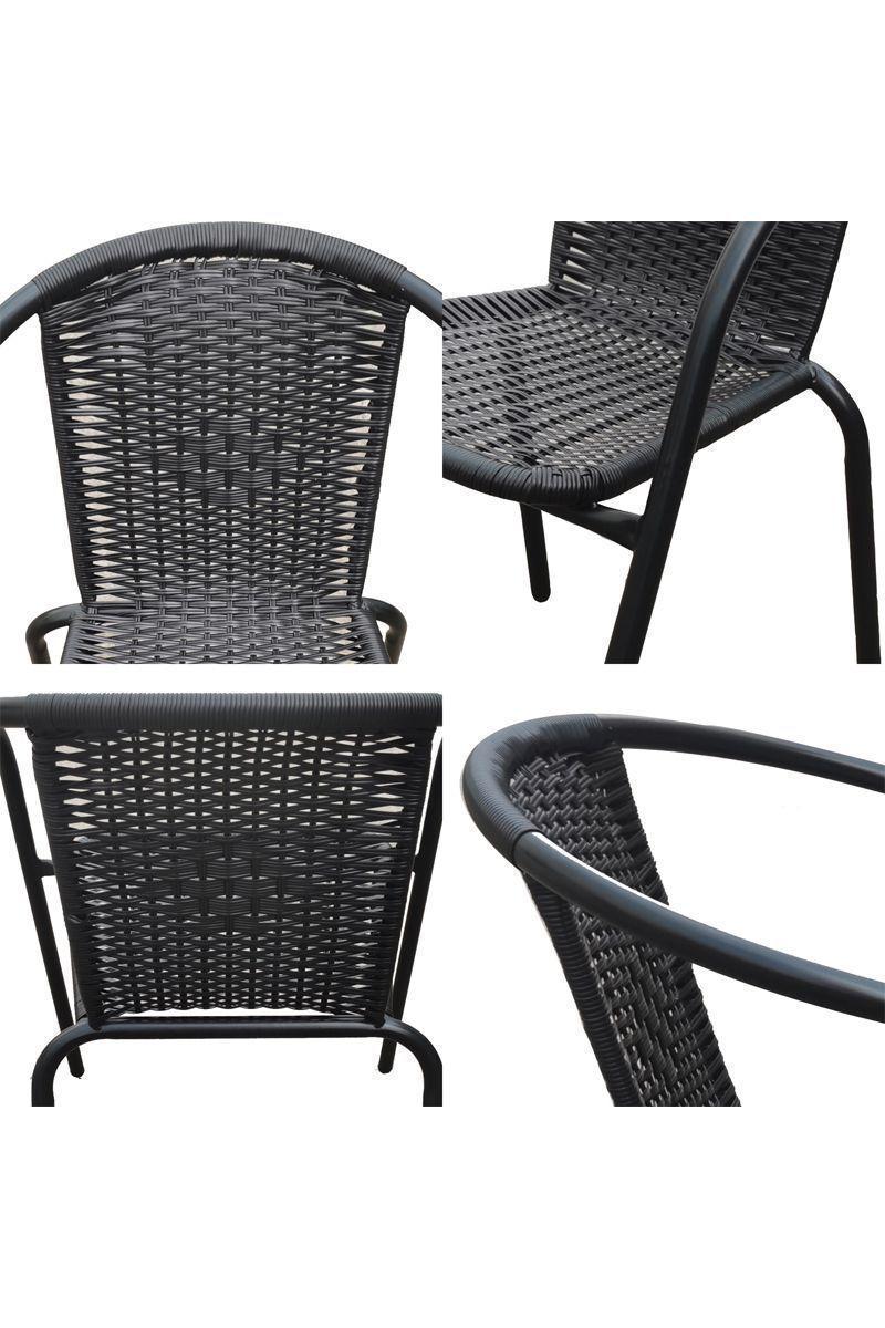 Pack 4 Silla De Terraza Ratán Sintético y Acero Negro-4