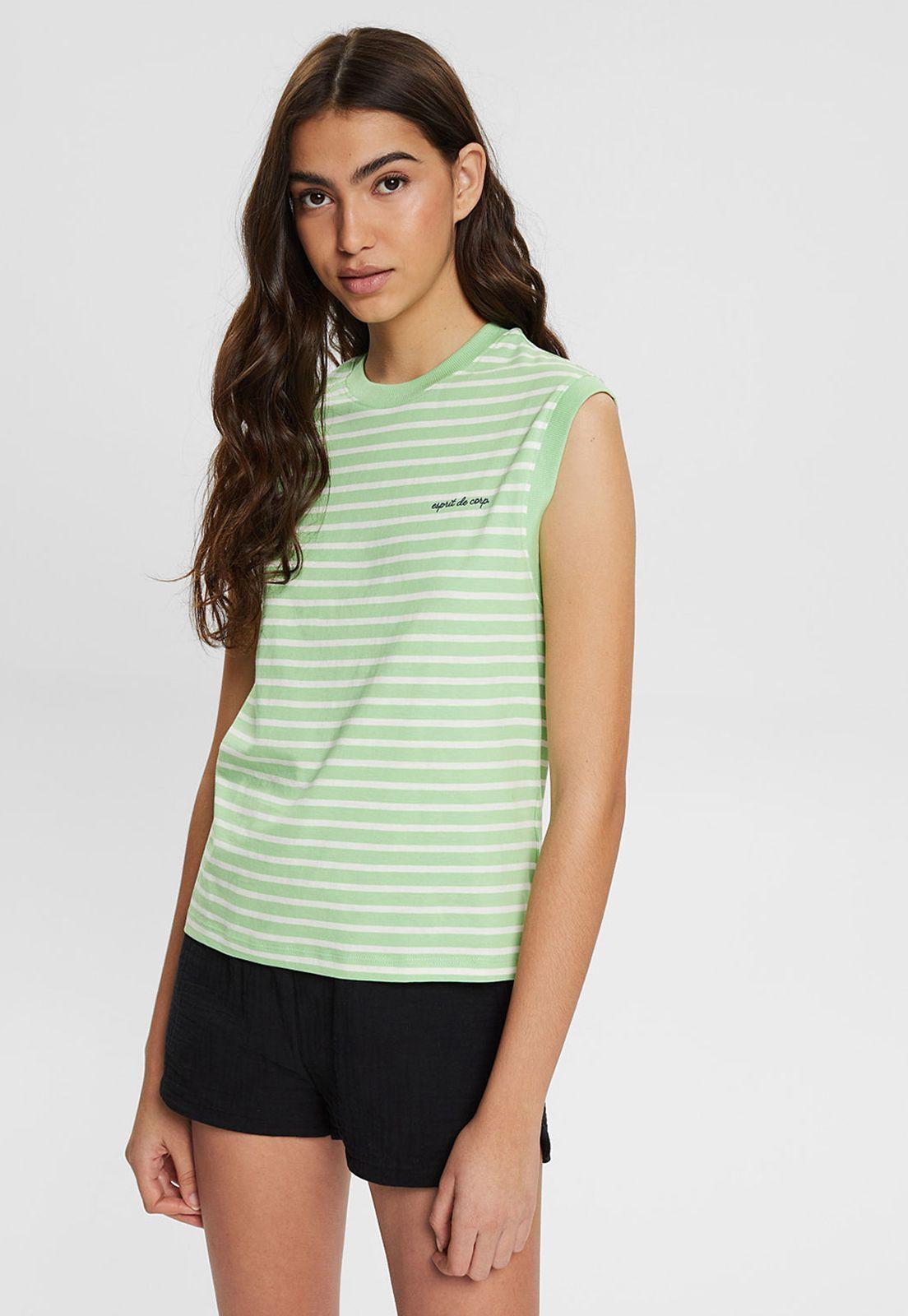 Polera Sin Manga A Rayas Esprit Verde claro-0
