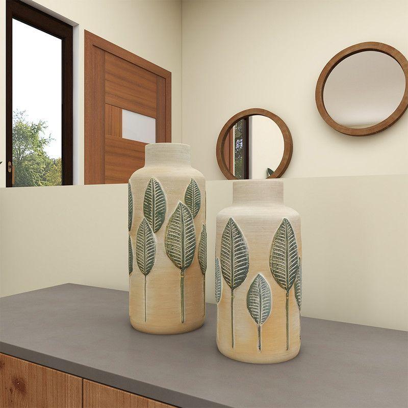 Set Jarrones Beige Hojas-2