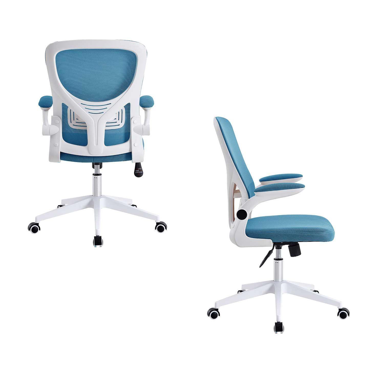 Silla de Oficina con Reposa Brazos Azul-3