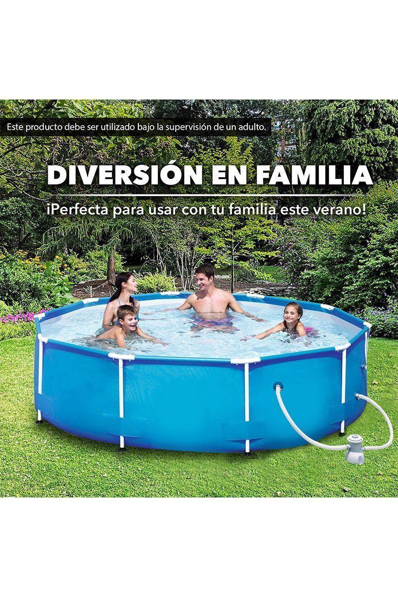 Piscina con Filtro 6125 L 76x360 cm Celeste-4