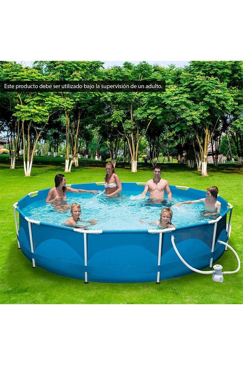 Piscina con Filtro 6125 L 76x360 cm Celeste-5