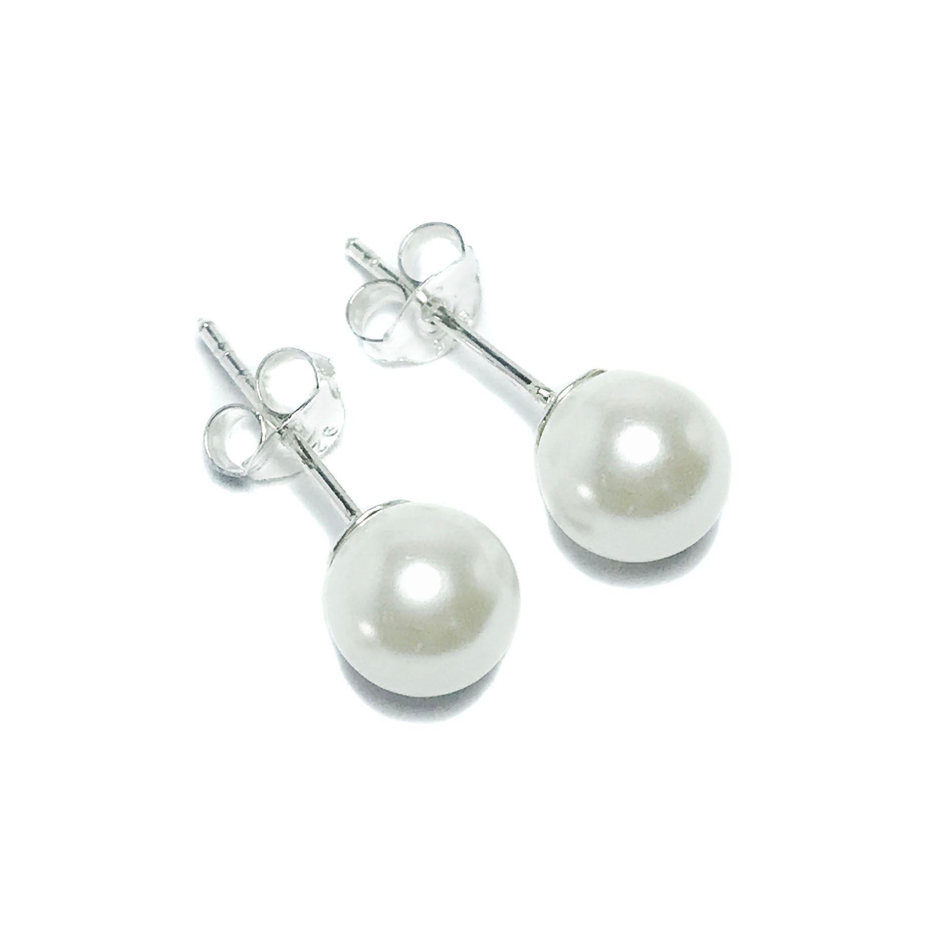 Aros Perla Fantasía 8mm Plata Fina 925-0