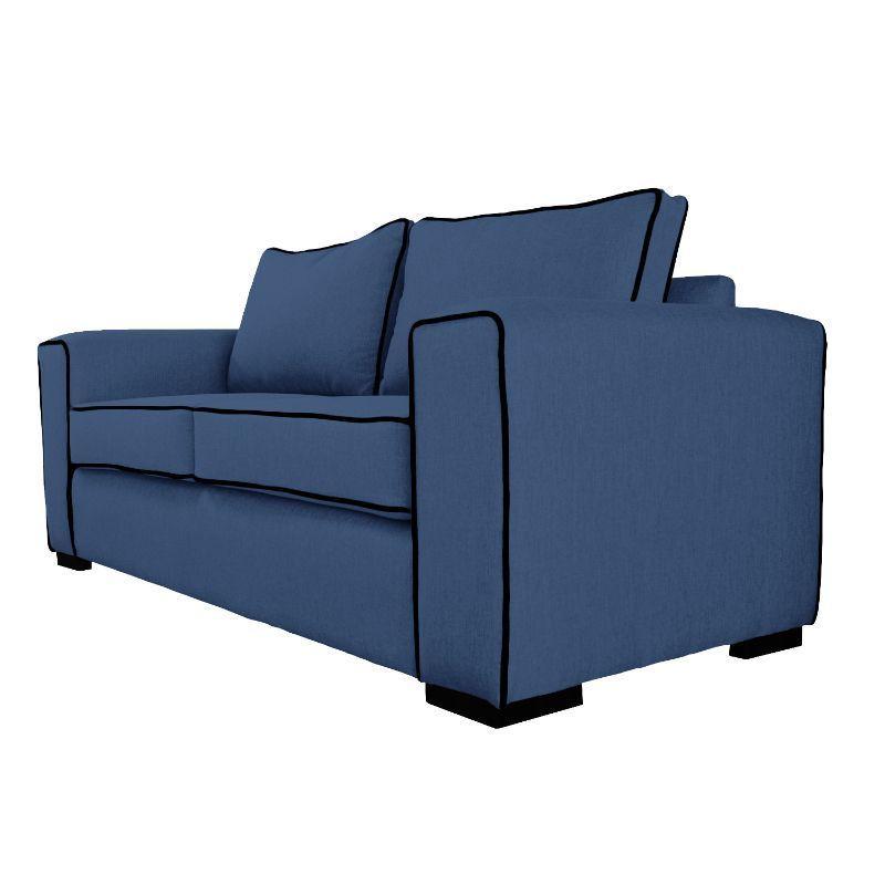 Sofá Gabro Chenille Tipo Lino Azul 3 Cuerpos-2