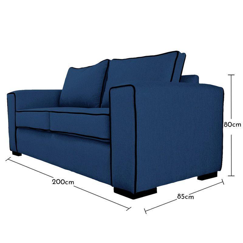 Sofá Gabro Chenille Tipo Lino Azul 3 Cuerpos-4