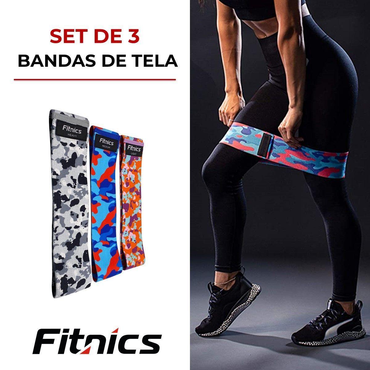 Bandas Resistencia Elasticas Tela Estampadas Fitnics Set x 3-4