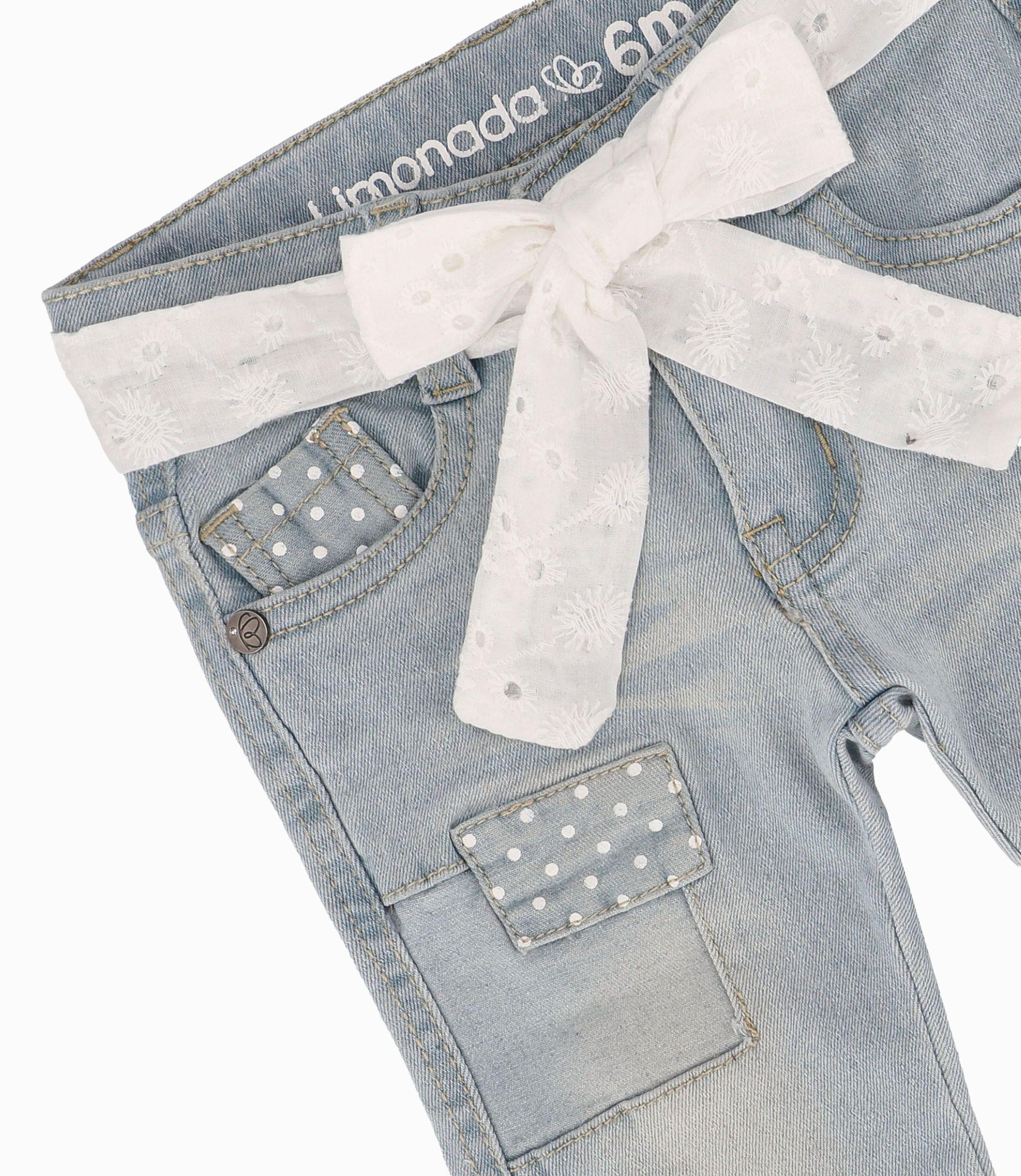 Jeans Con Bajo Deflecado Bebé Niña Denim Celeste Limonada-2