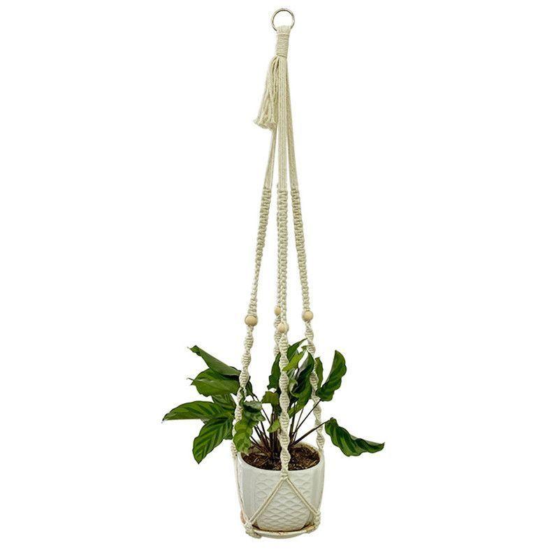 Colgador de Plantas Macramé Simple Blanco (G)-0