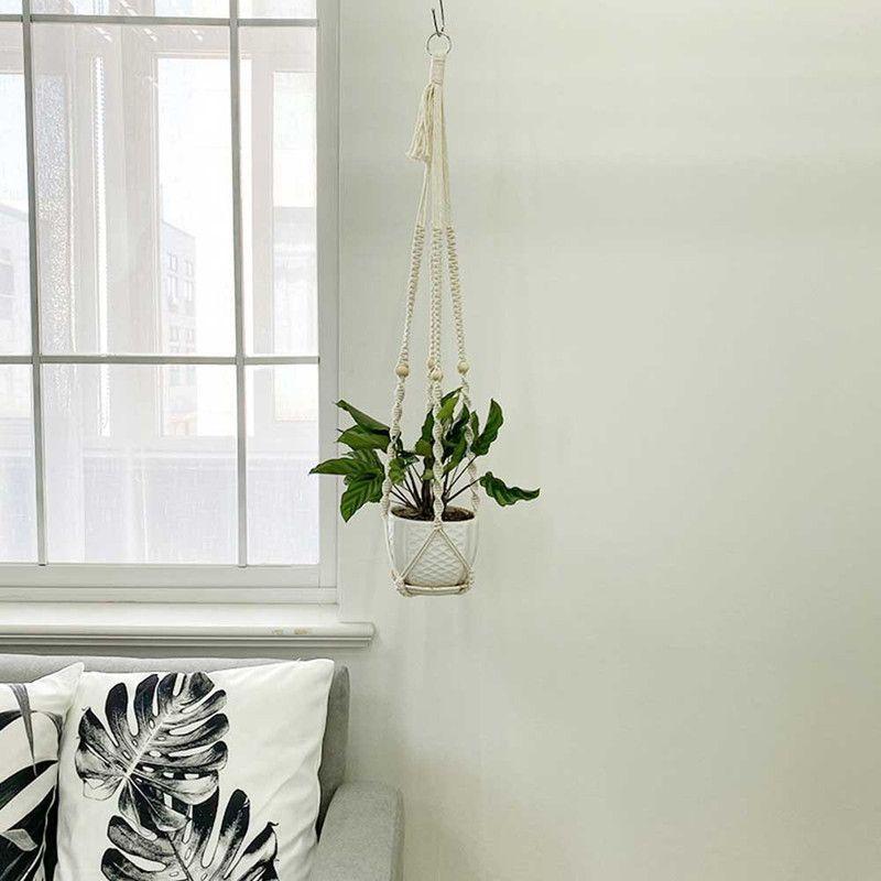 Colgador de Plantas Macramé Simple Blanco (G)-1