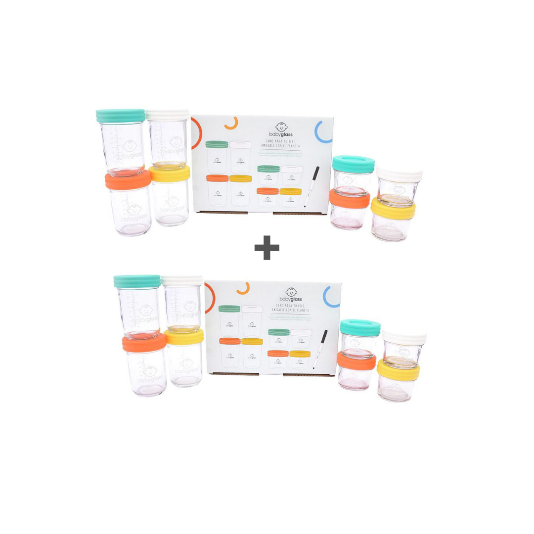 BABYGLASS: PACK 2 SET GRANDES - Incluye 2 Set de 4 contenedores 240 ml y 4 contenedores 120 ml-0