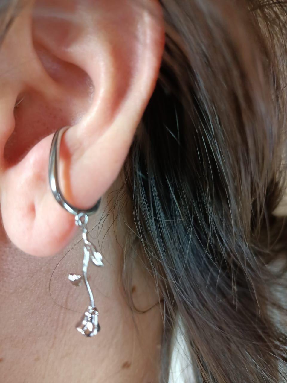 Aro Pendiente Largo Rosa Sin Hoyos Sin Perforar earcuff Por Unidad-3