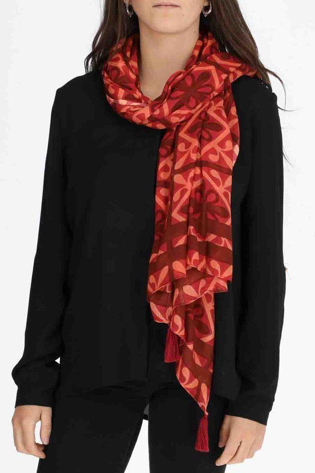 Pañuelo Estampado Rombos Rojo ID-1