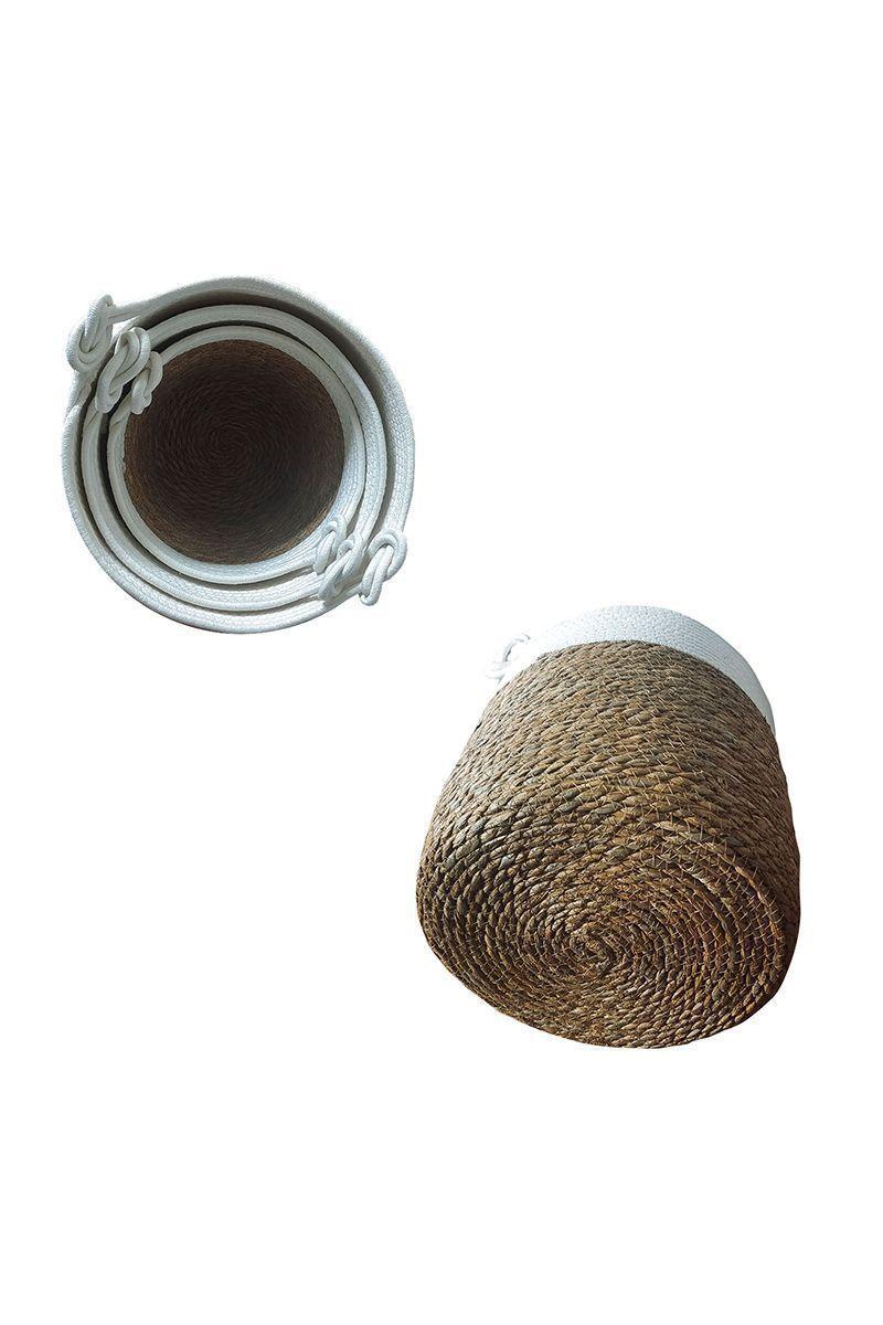 Set 3 Cestos de Fibra Natural con Mangos Café-3