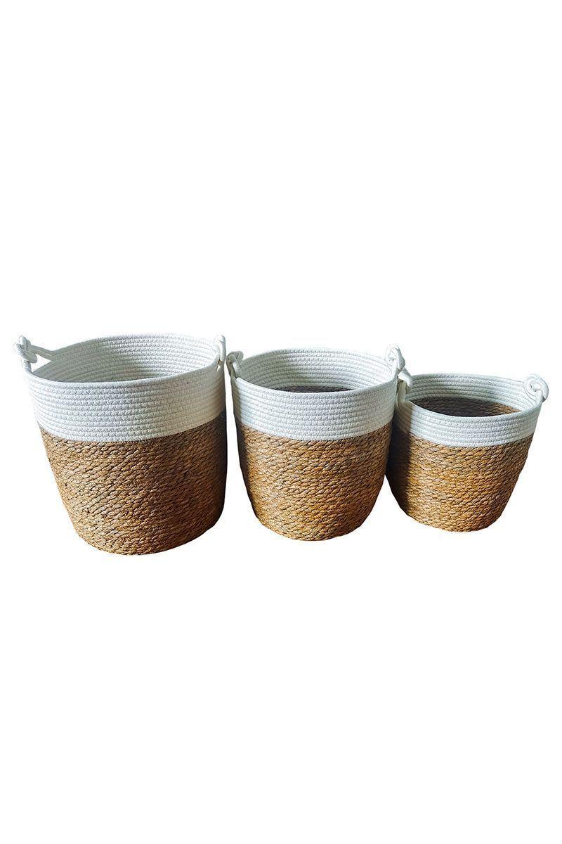 Set 3 Cestos de Fibra Natural con Mangos Café-0