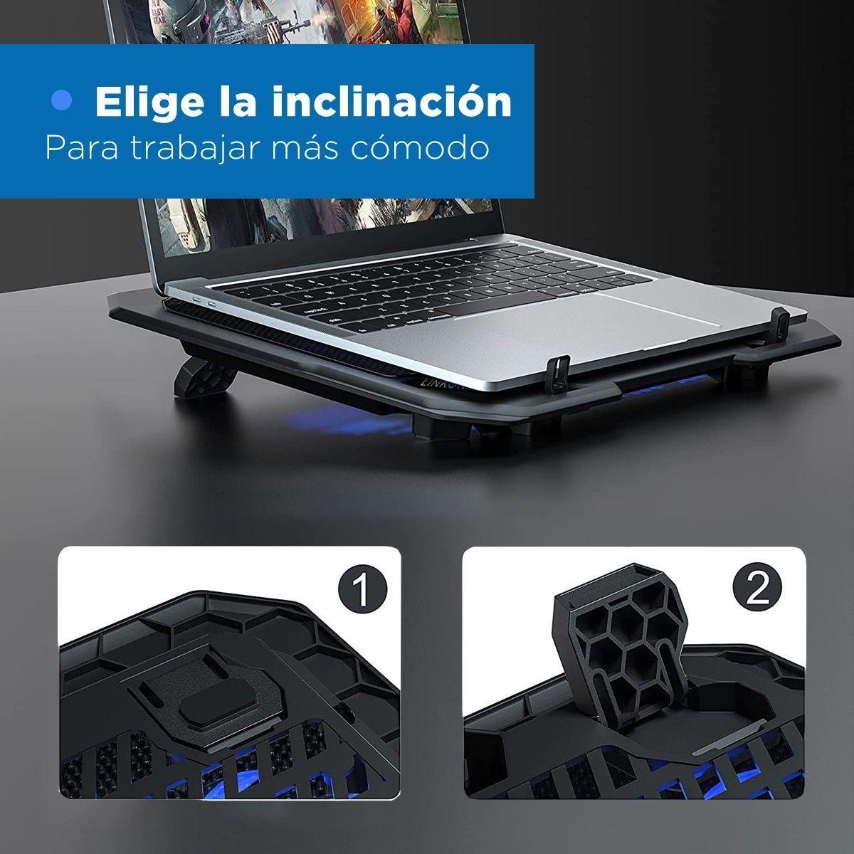 Base Ventilador Notebook Cooler 2 Ventiladores Enfriador Notebook Lcd Luz RGB-4