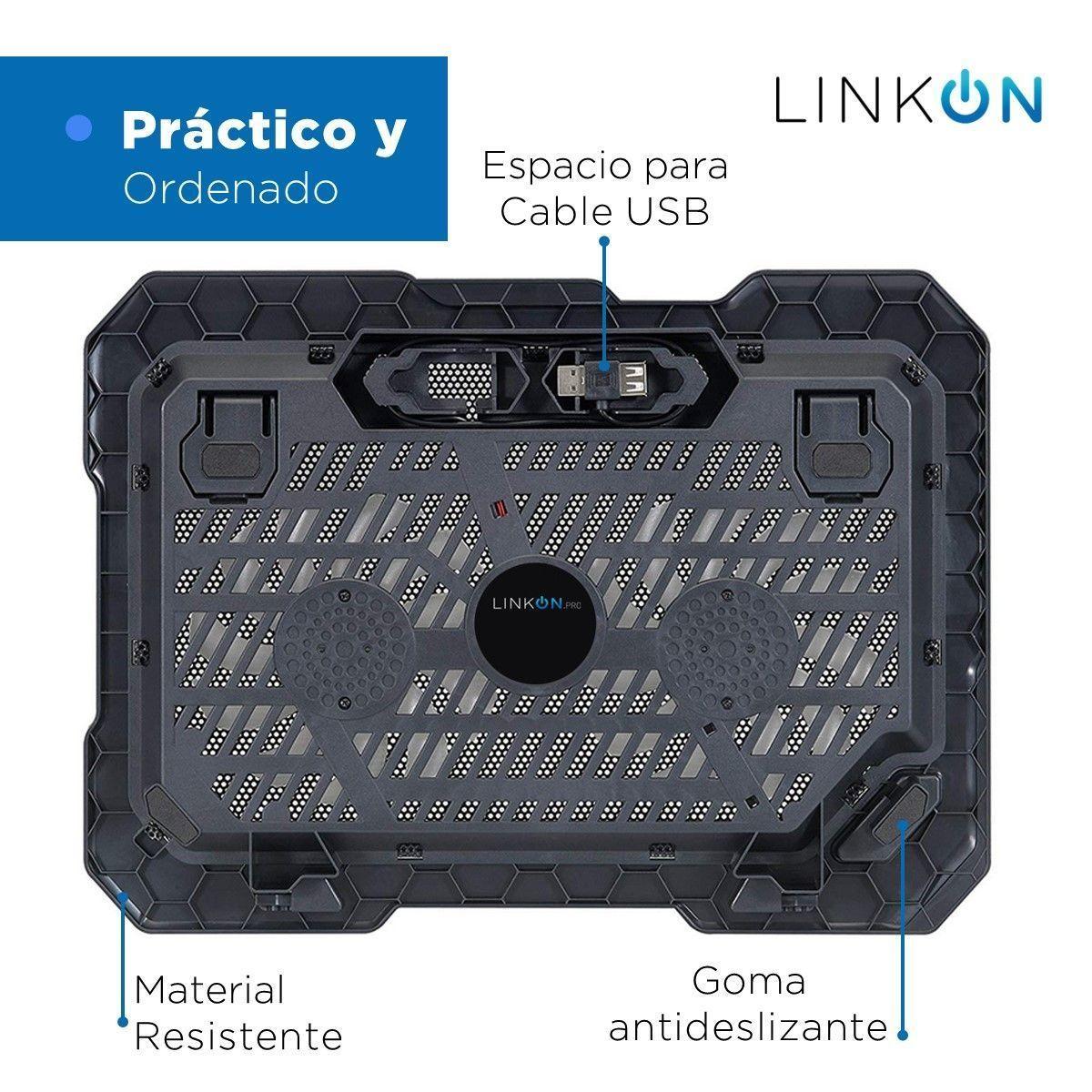 Base Ventilador Notebook Cooler 2 Ventiladores Enfriador Notebook Lcd Luz RGB-7