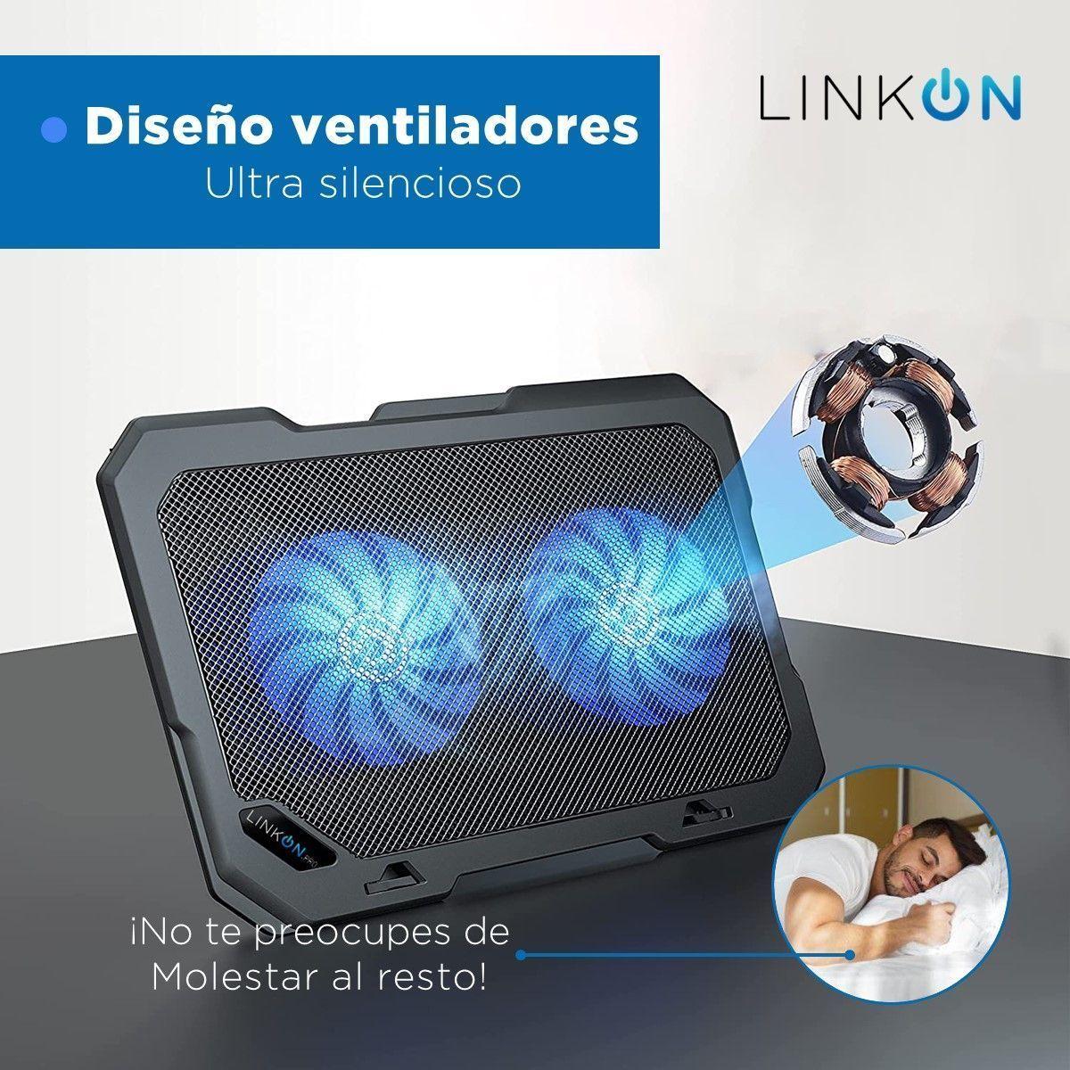 Base Ventilador Notebook Cooler 2 Ventiladores Enfriador Notebook Lcd Luz RGB-6