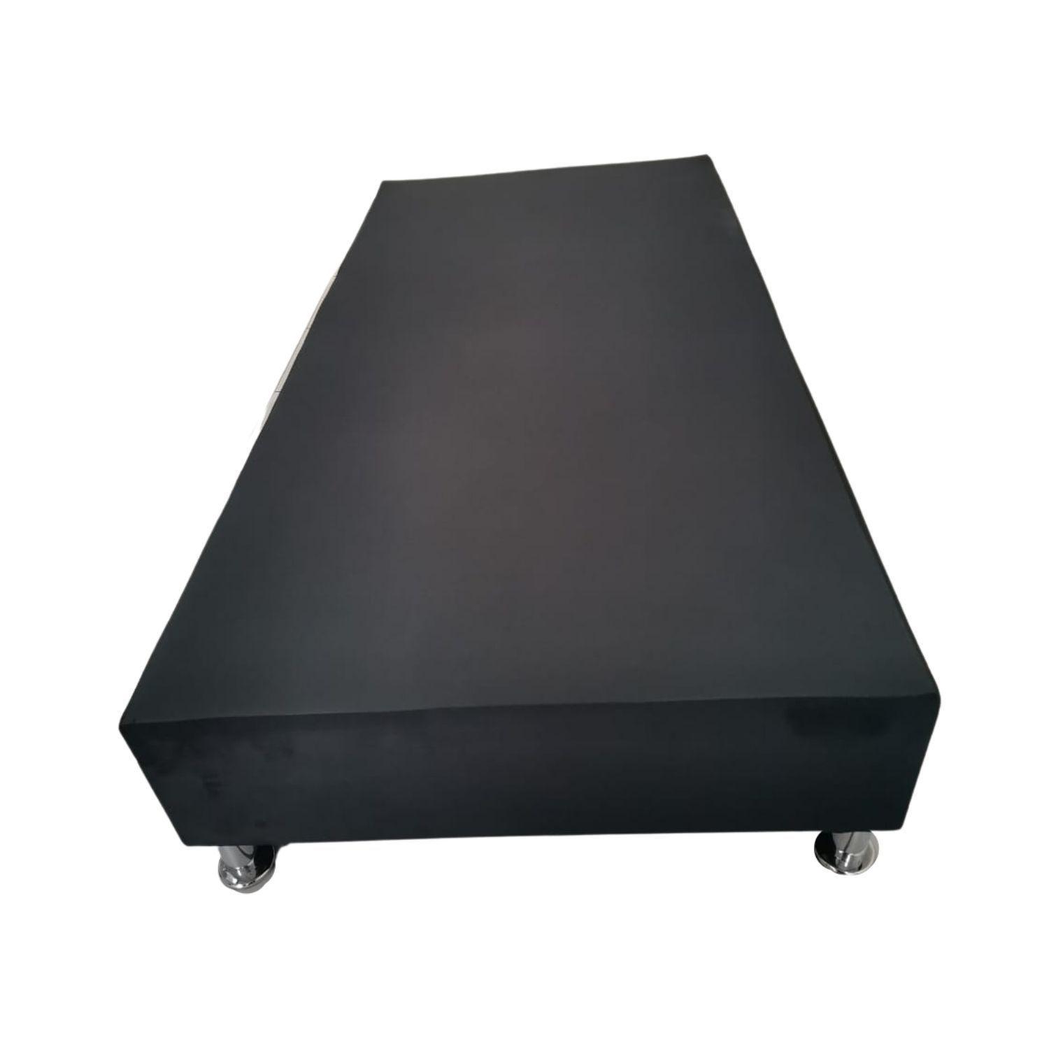 Base Americana 1.5 Plazas Negra Felpa Pmetalica-2