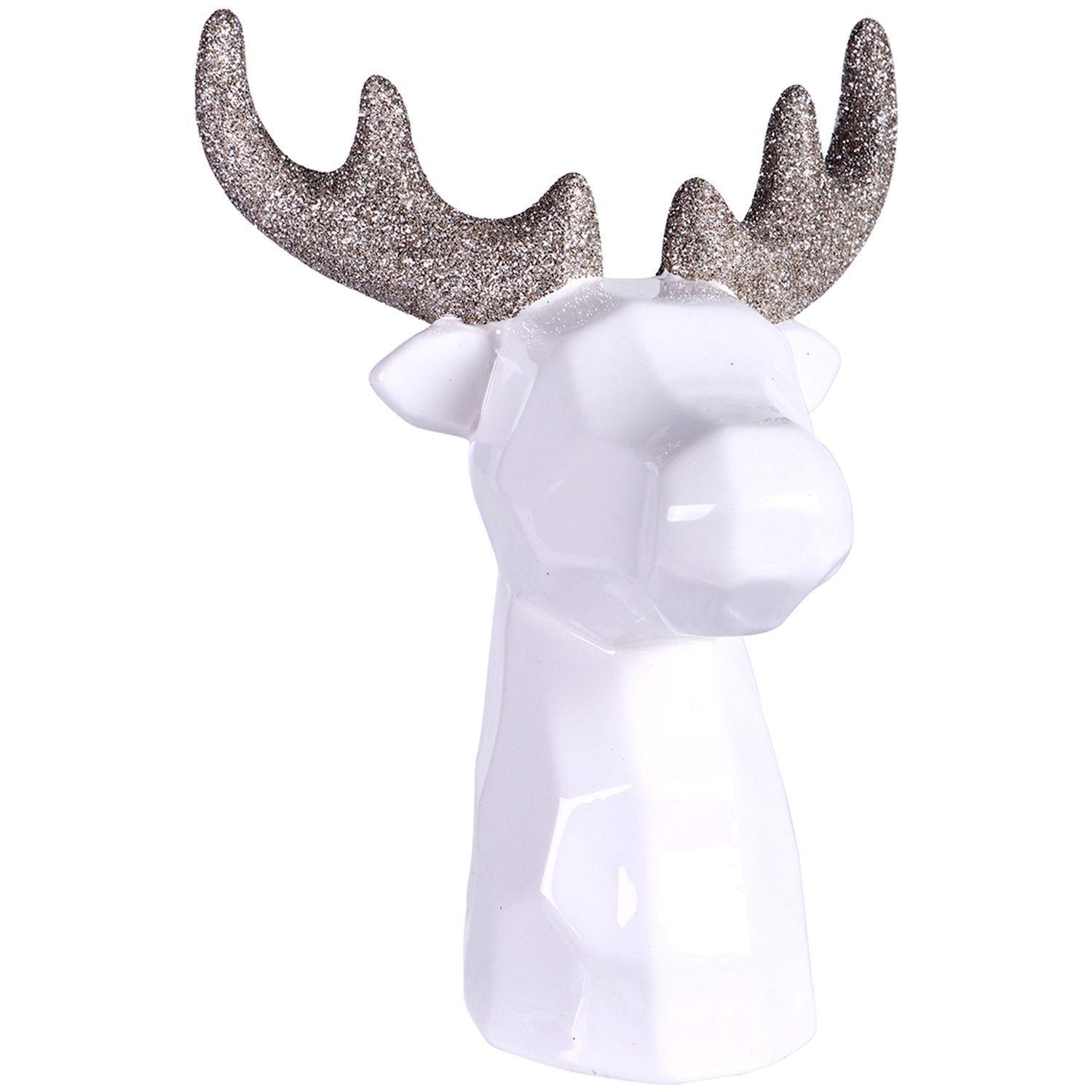 Figura Decorativa Reno Blanco Navidad-0