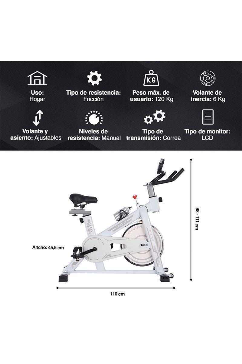 Bicicleta Spinning Pro II con Monitor LCD Blanca-2