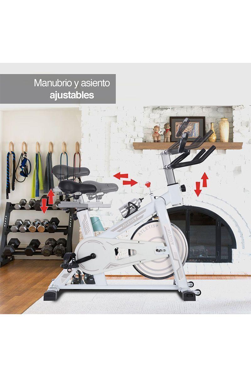 Bicicleta Spinning Pro II con Monitor LCD Blanca-4