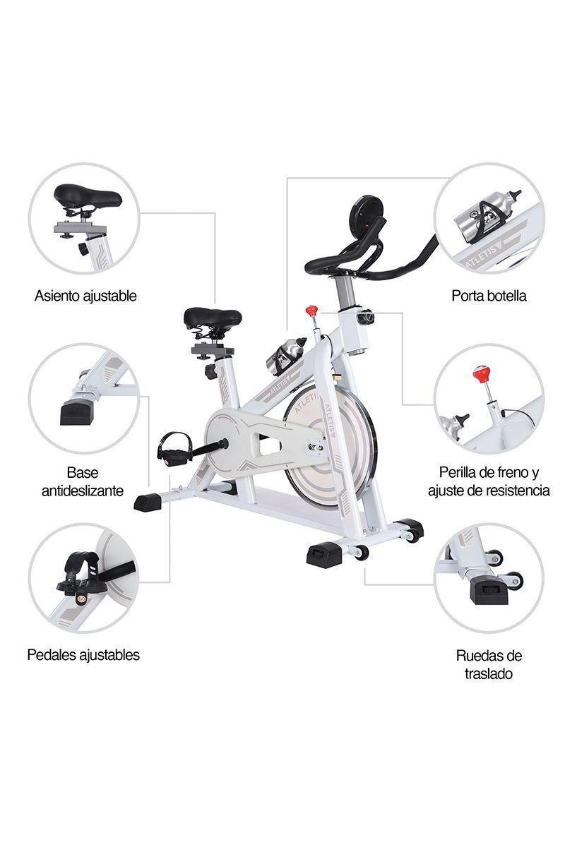 Bicicleta Spinning Pro II con Monitor LCD Blanca-3