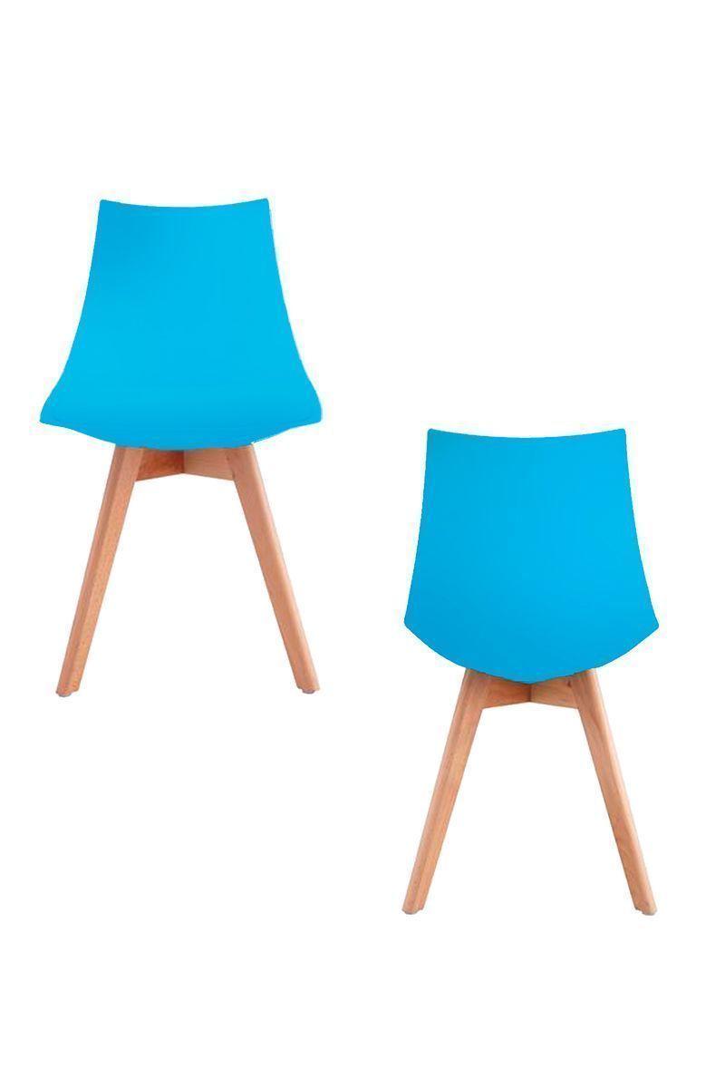 Silla de Comedor con Patas de Madera Celeste-3