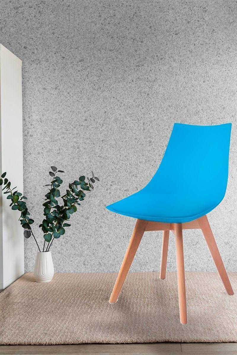 Silla de Comedor con Patas de Madera Celeste-1