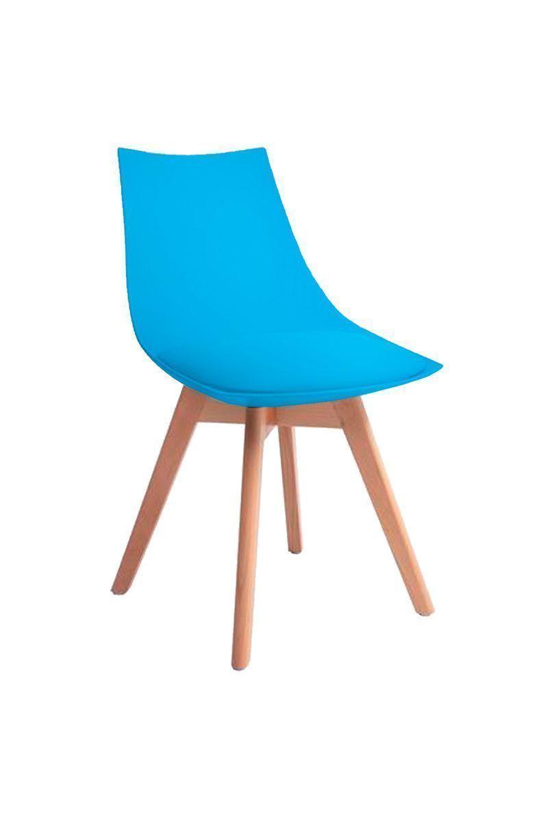Silla de Comedor con Patas de Madera Celeste-0