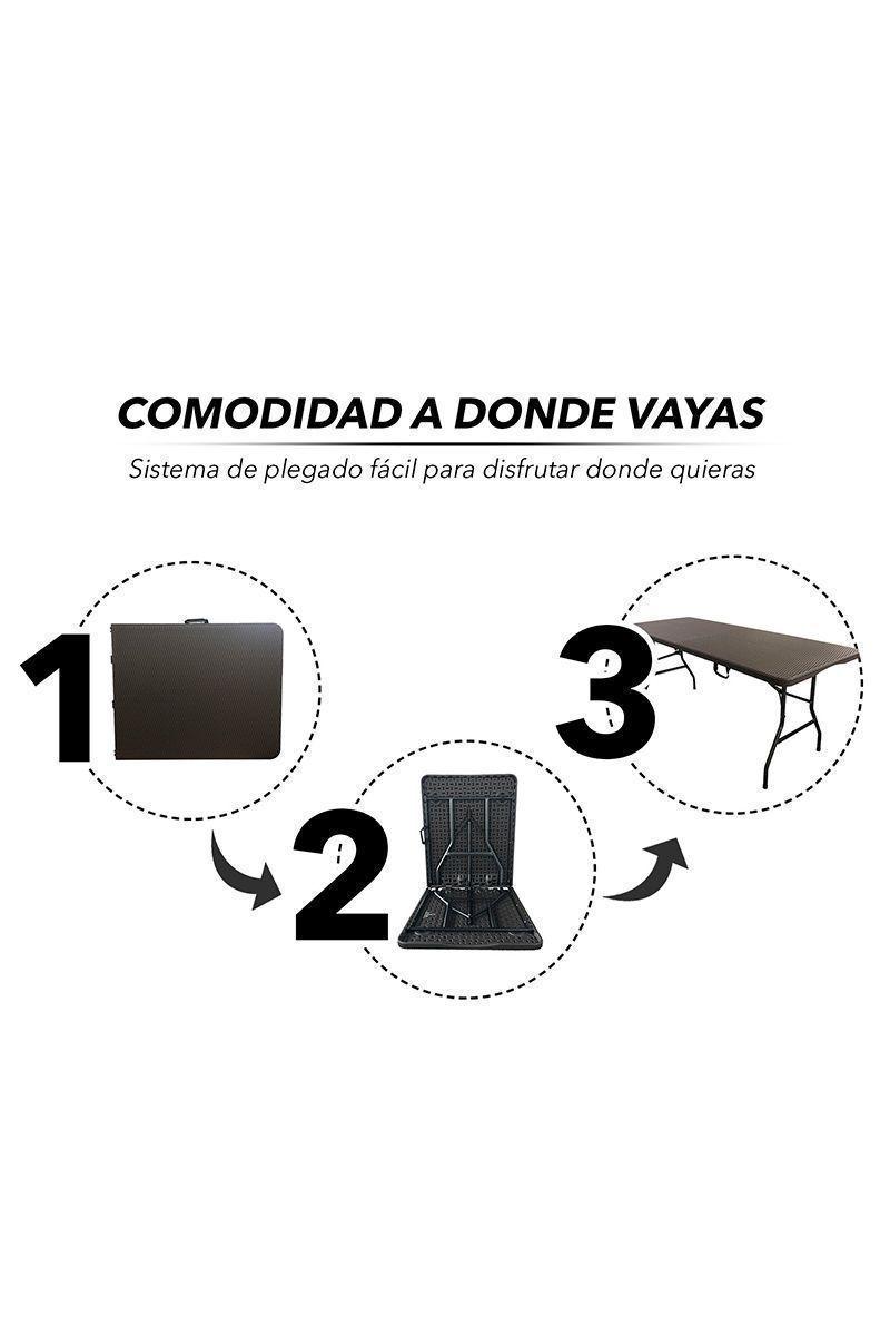 Mesa Plegable Tipo Maleta Ratán 74 X 74 X 180 cm-4