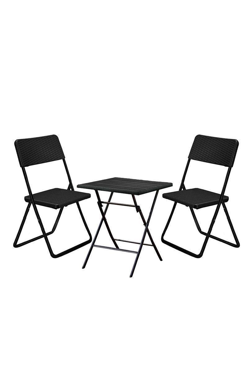 Set de Terraza Plegable 3 Piezas 46x53x84cm Café-0