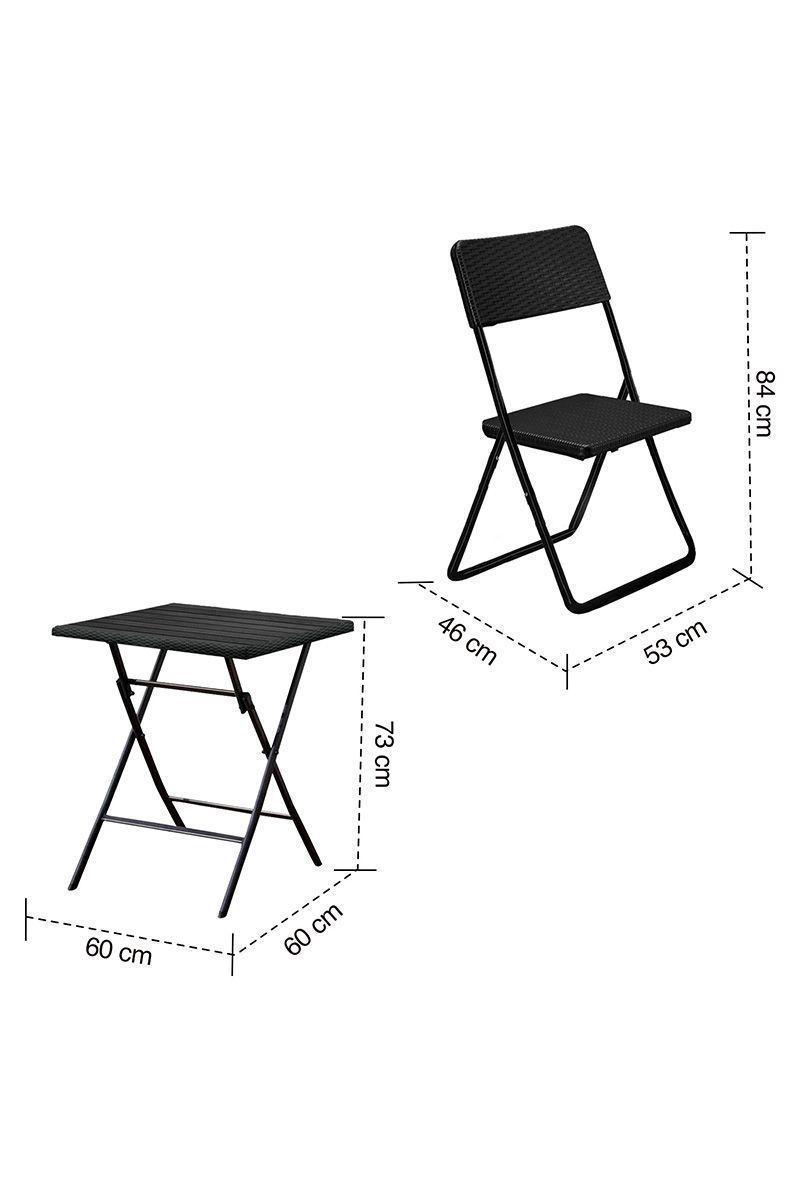 Set de Terraza Plegable 3 Piezas 46x53x84cm Café-2