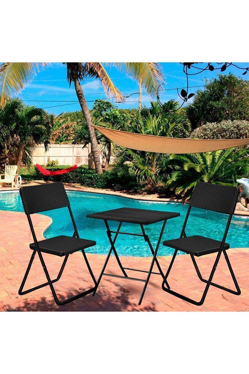 Set de Terraza Plegable 3 Piezas 46x53x84cm Café-1