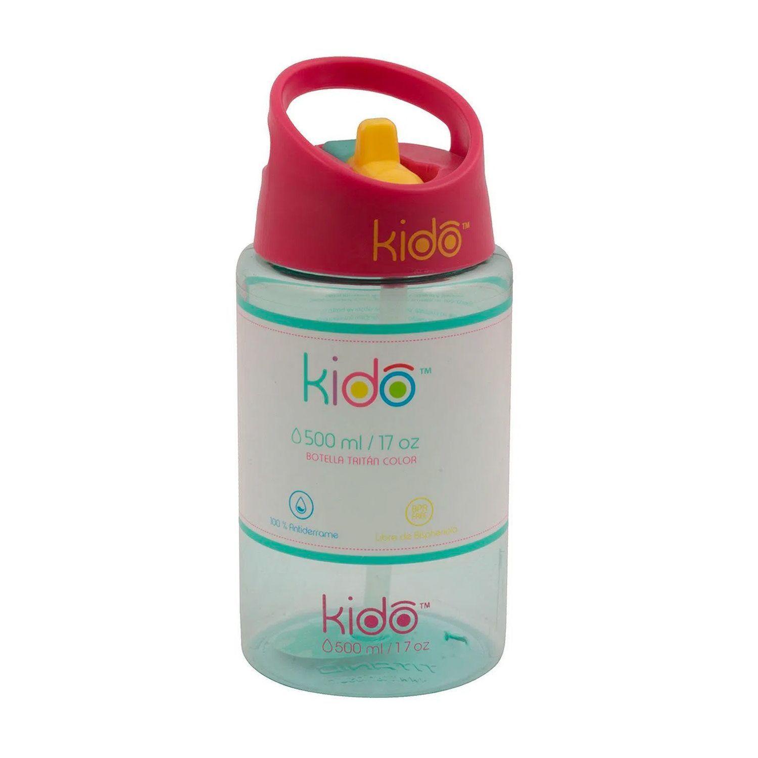 Botella de Agua Antiderrame 500 ml Rosado/Amarillo - KIDO-3