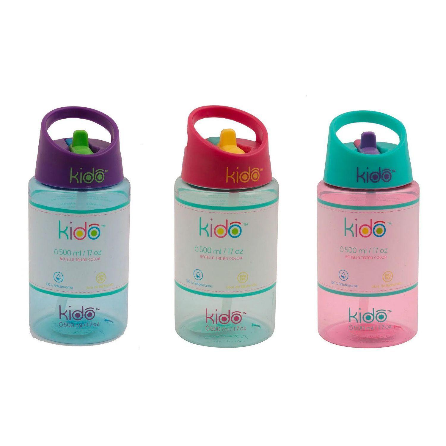 Botella de Agua Antiderrame 500 ml Rosado/Amarillo - KIDO-1