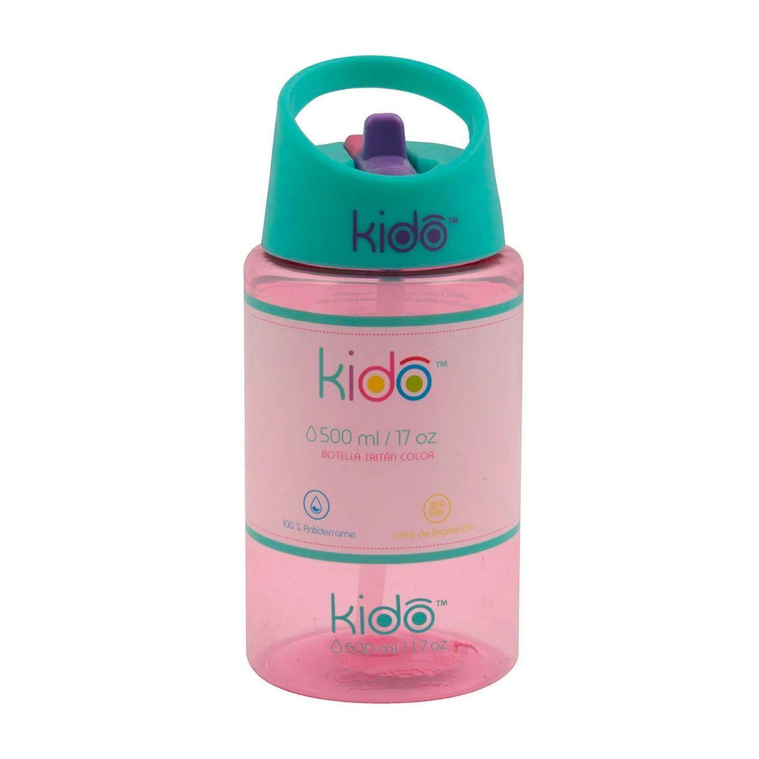 Botella de Agua Antiderrame 500 ml Rosado/Amarillo - KIDO-0