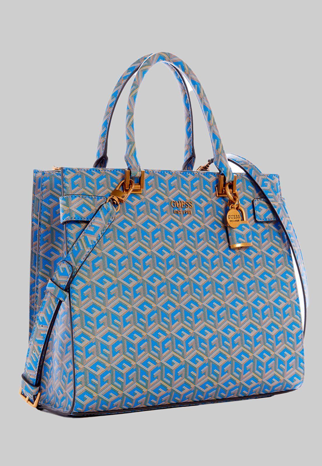 Cartera Atene Society Satchel Aql Azul Guess-1