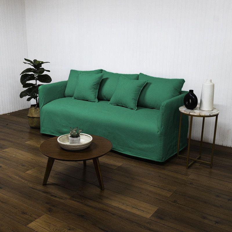 Sofá Dua Chenille Verde 3C-1