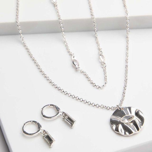 Set Collar y Aro Plateado Ver Humana-0