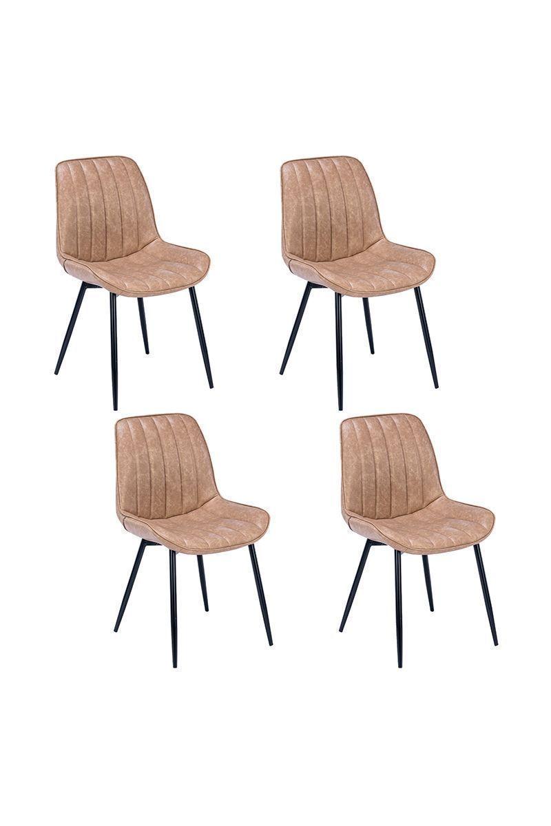Pack 4 Sillas de Comedor de PU Beige-0