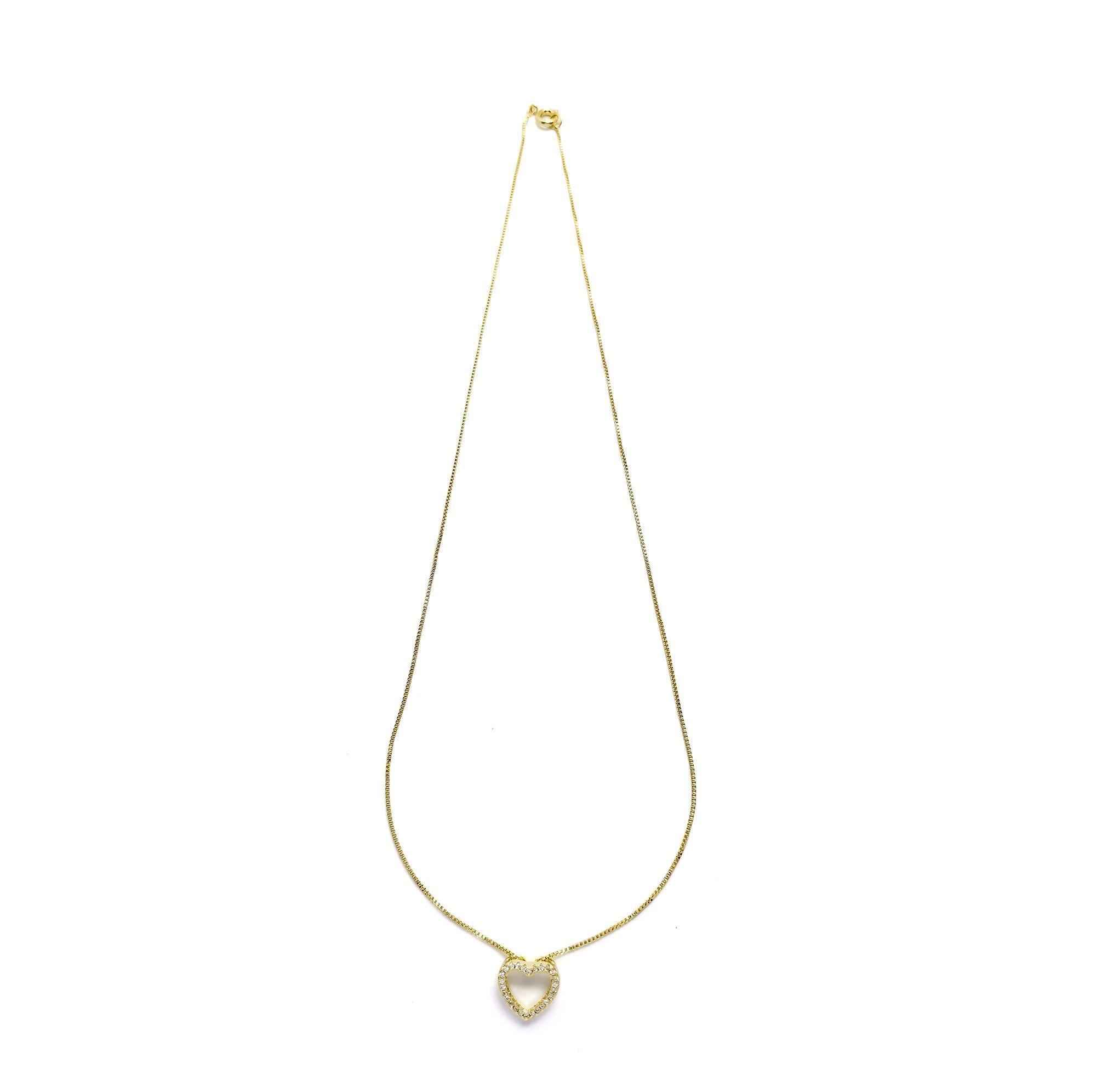 Collar Corazón Circón Enchapado Oro 18K 44cm-2