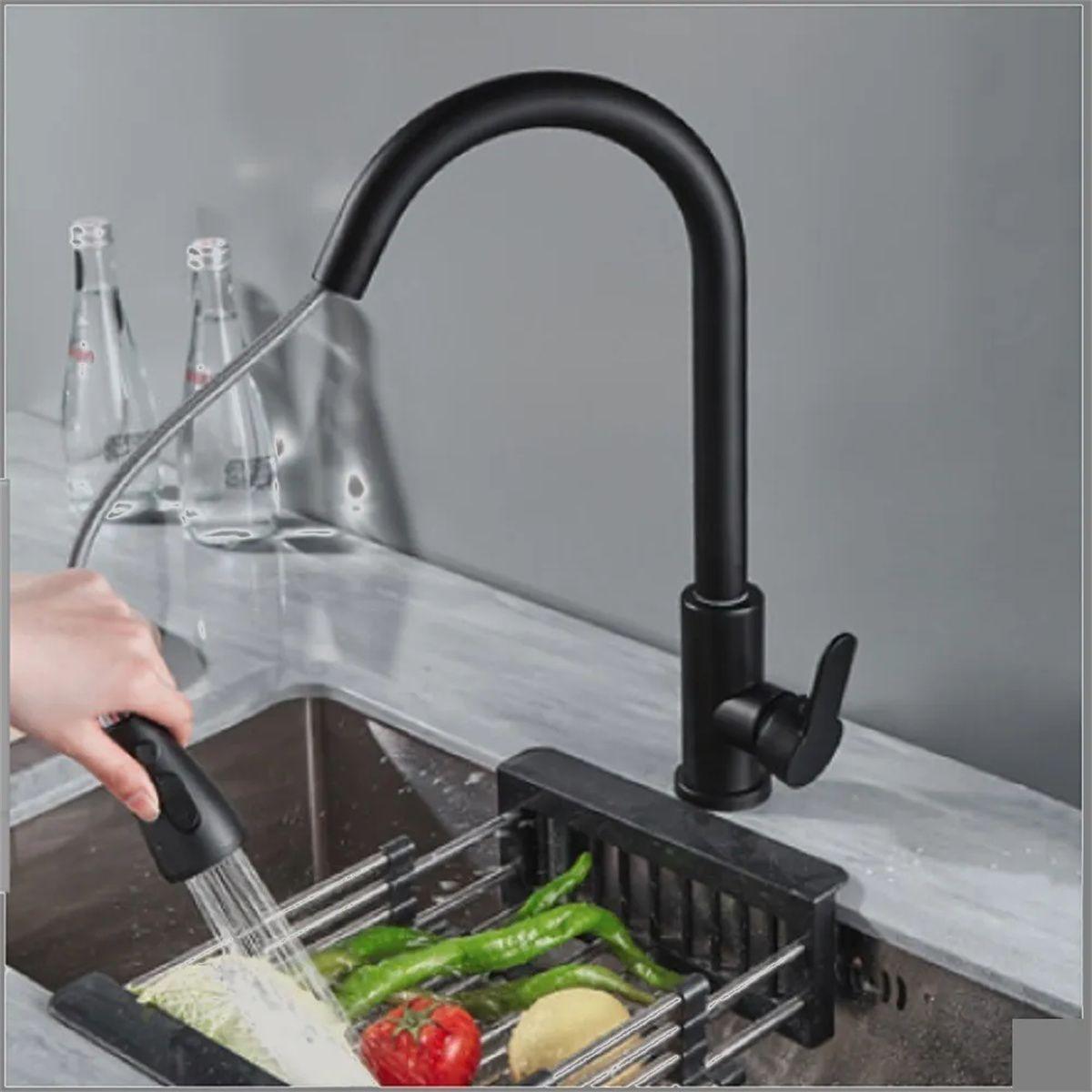 Llave Monomando Lavaplatos Profesional Extraíble Negra-3