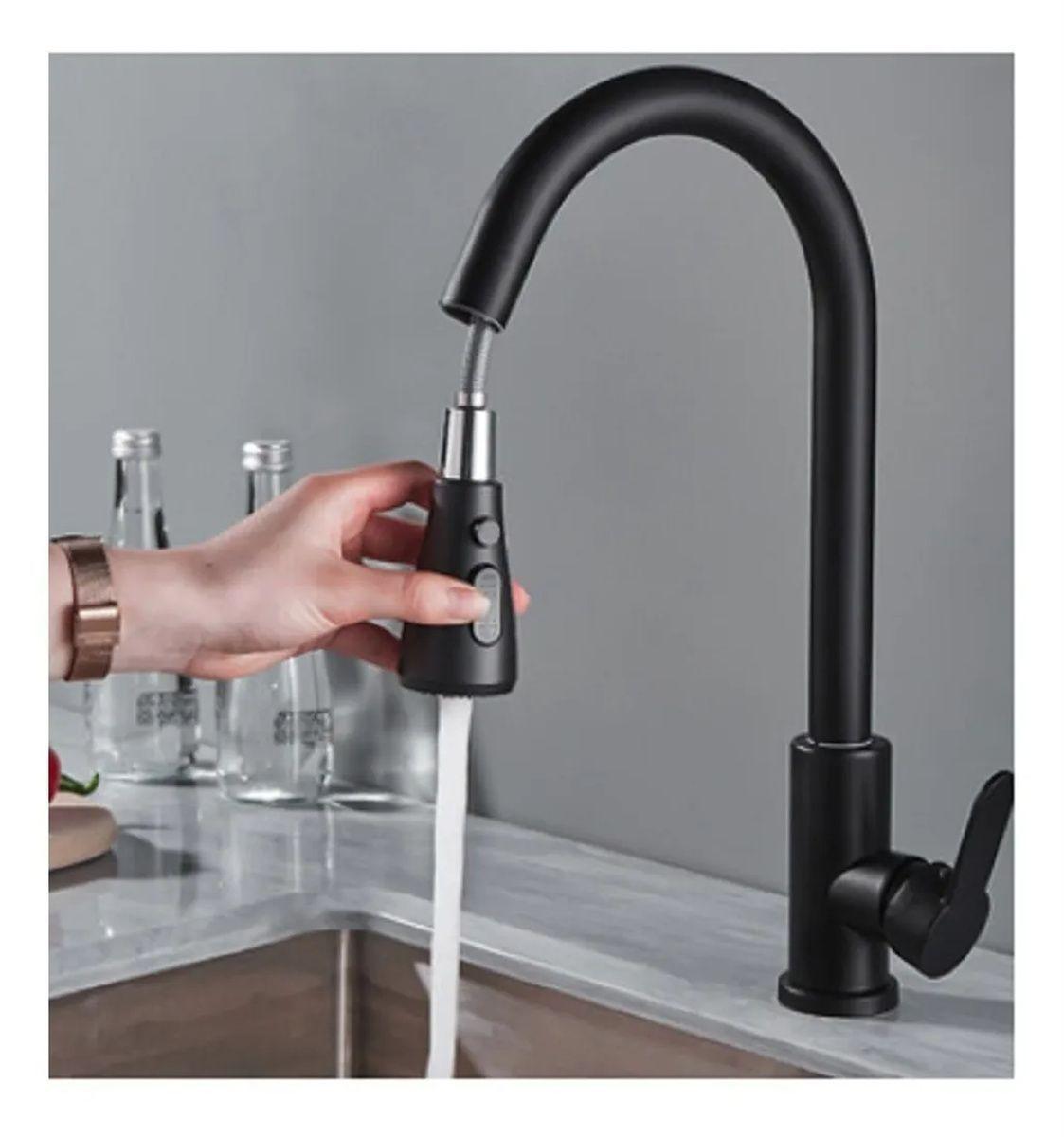 Llave Monomando Lavaplatos Profesional Extraíble Negra-1